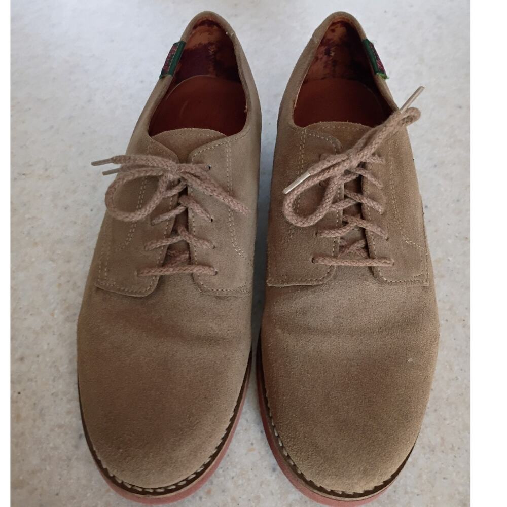 Bass Tan Suede Bucks Mens 8.5 Leather Upper Made USA Classic Oxford Preppy Shoes